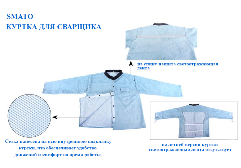 картинка Рабочая куртка для сварщика из спилковой кожи SMATO от магазина Велдинг